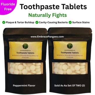(Set of 2) Toothpaste Tablets that Fights Plaque, Tartar, Cavity Bacteria & Surface Stains - Peppermint Flavor - Fluoride Free